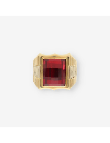 Anillo oro y piedra roja