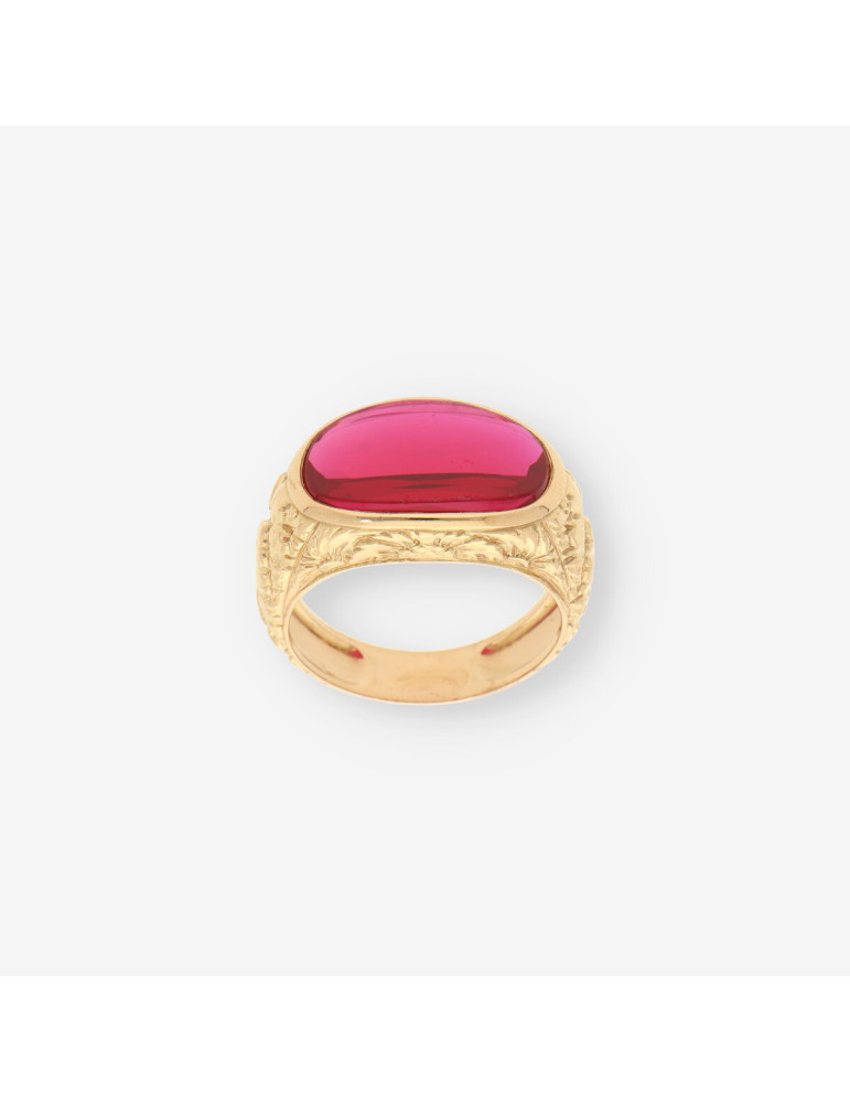 Anillo oro y piedra roja