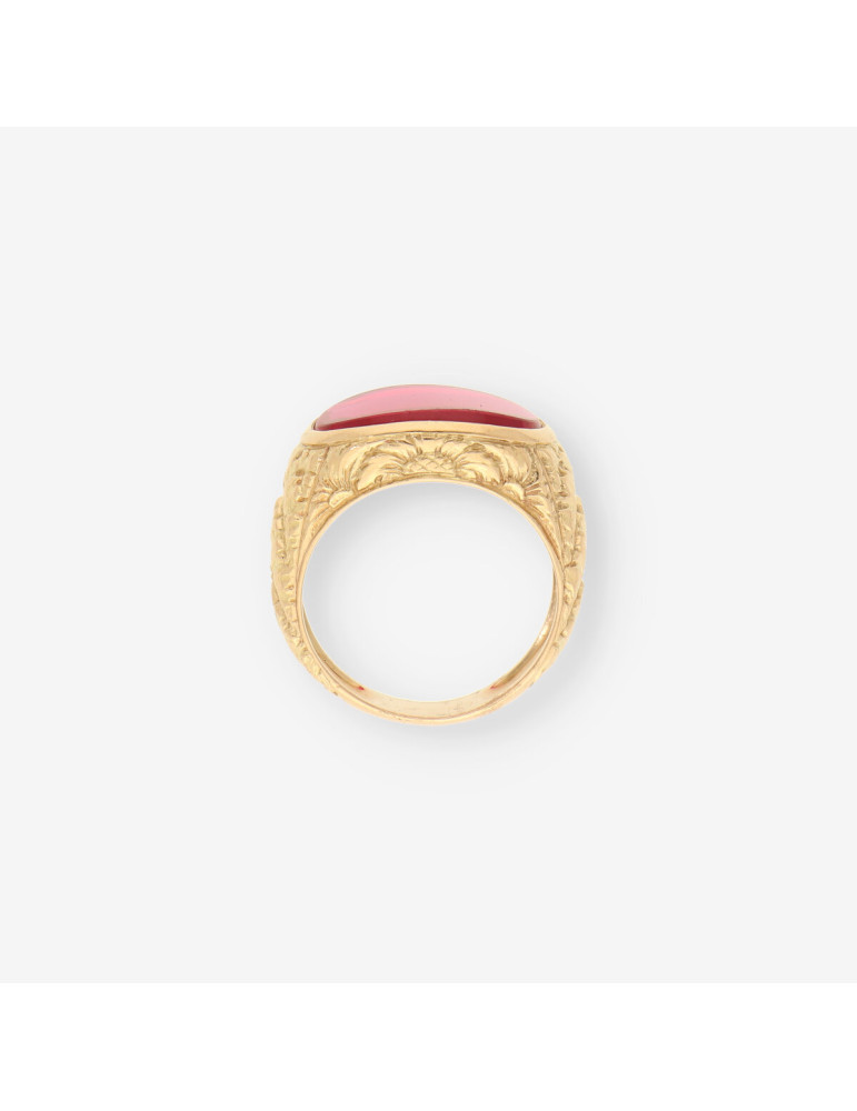 Anillo oro y piedra roja