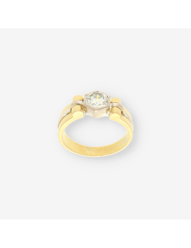 Anillo oro bl./amarillo con brillantes