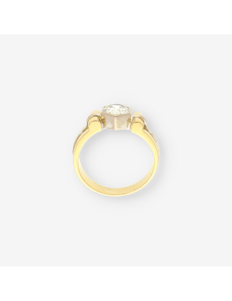 Anillo oro bl./amarillo con brillantes