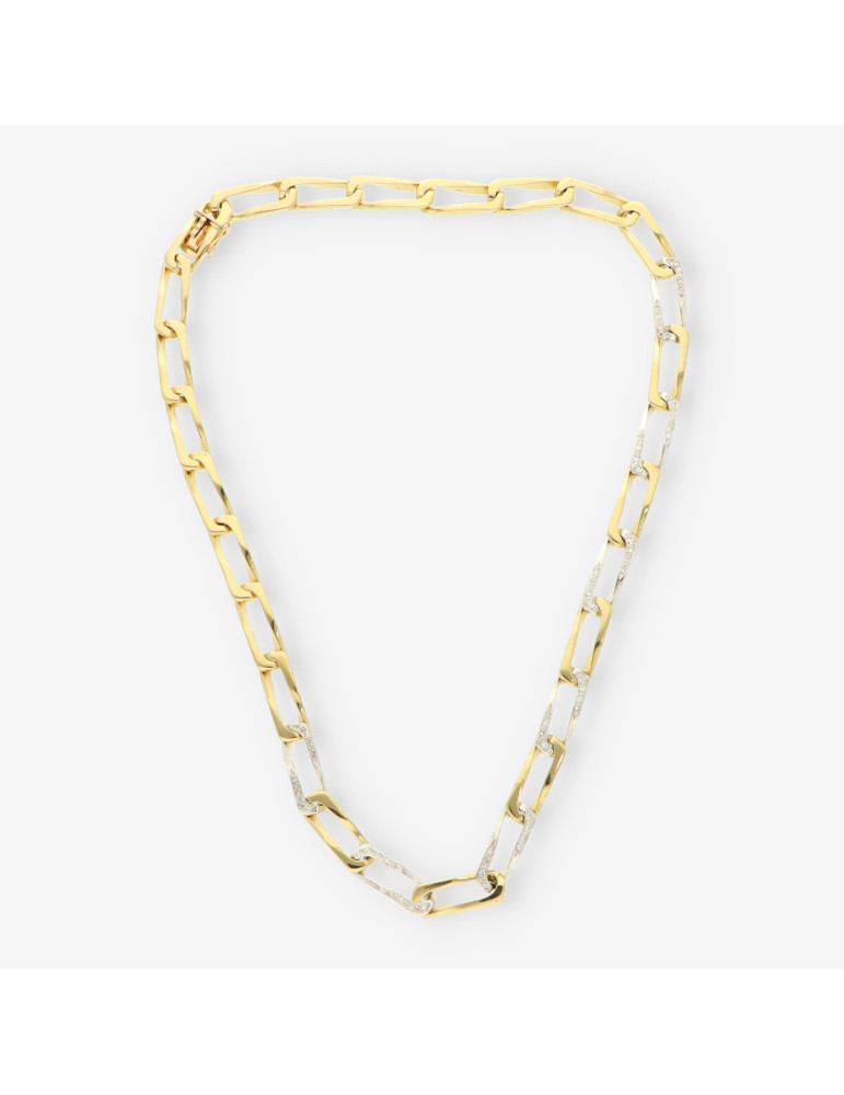Gargantilla oro bl./ama con brillantes