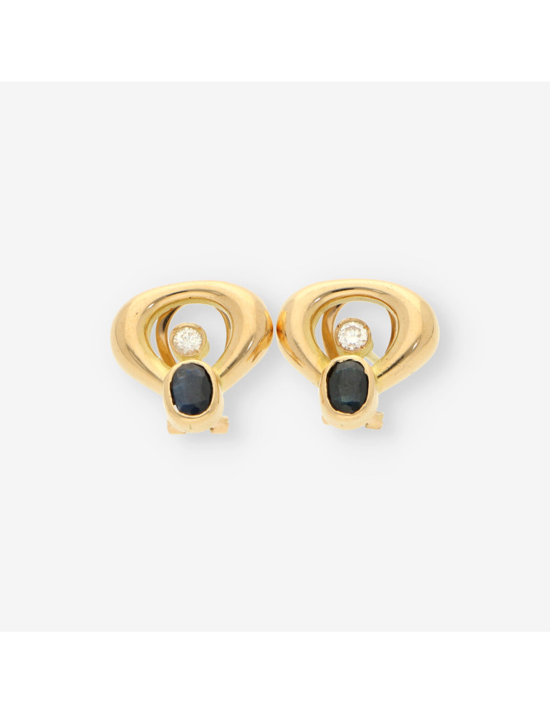 Pendientes oro zafiro y brillantes