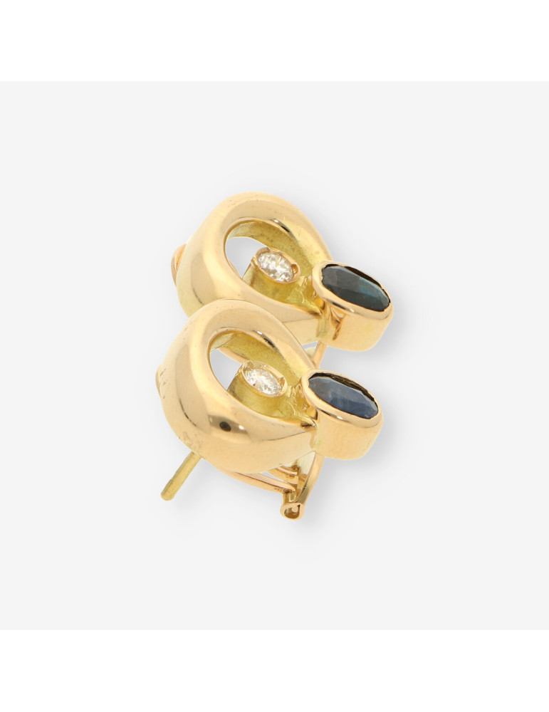 Pendientes oro zafiro y brillantes