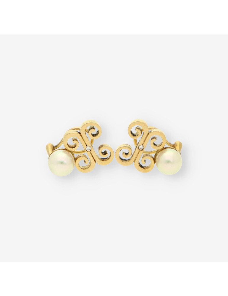 Pendientes perla y brillantes BAGUES