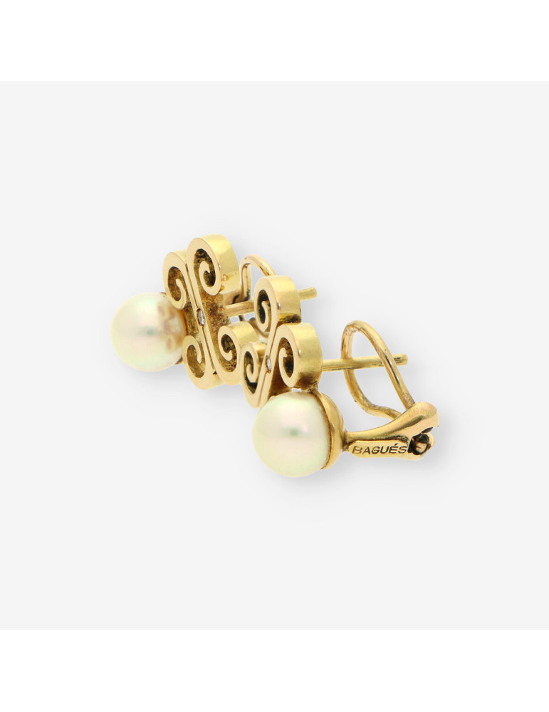 Pendientes perla y brillantes BAGUES
