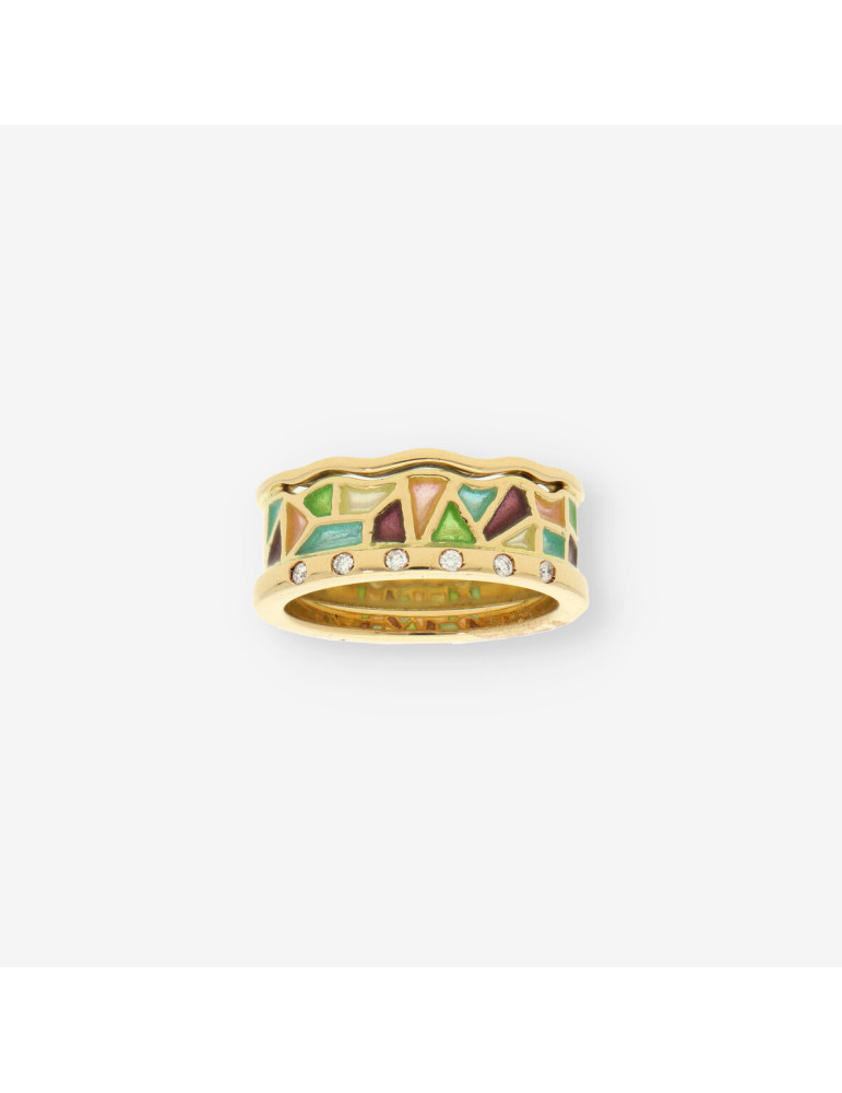Anillo esmalte oro y brillantes