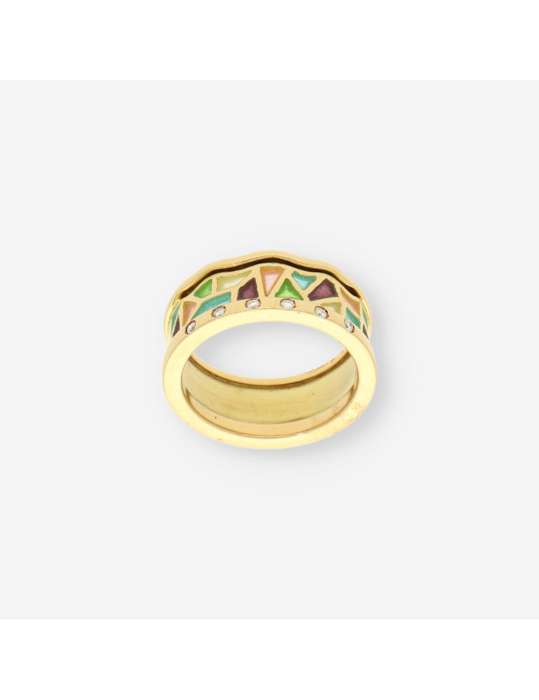 Anillo esmalte oro y brillantes