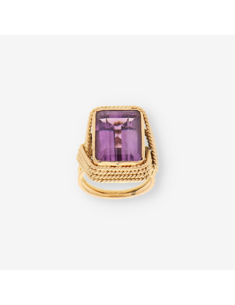 Anillo oro y p. lila