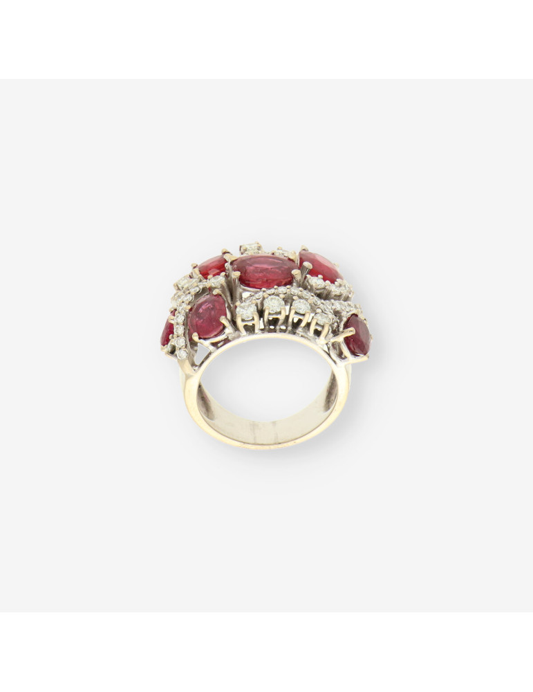 Anillo oro bl. rubÃ­ y brillantes