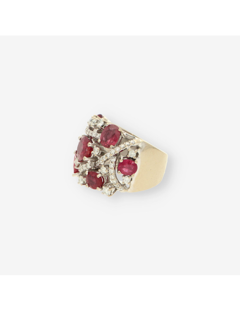 Anillo oro bl. rubÃ­ y brillantes