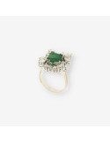 Anillo oro bl. Esmeralda y brillantes