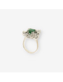 Anillo oro bl. Esmeralda y brillantes