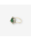 Anillo oro bl. Esmeralda y brillantes