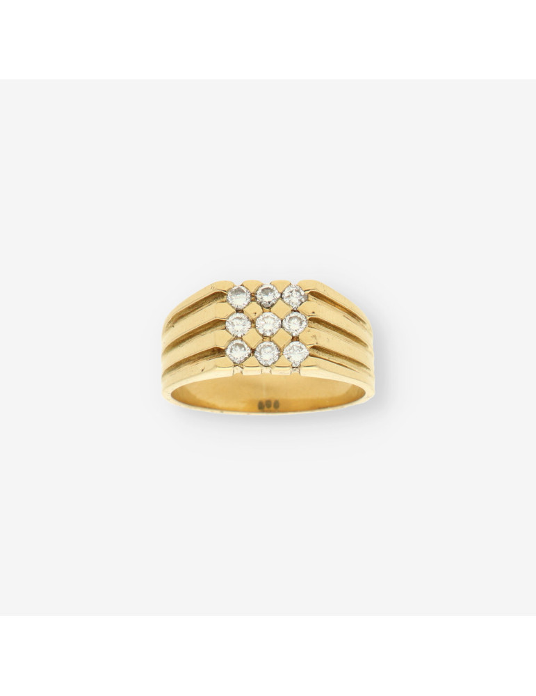 Anillo oro y 9 brillantes