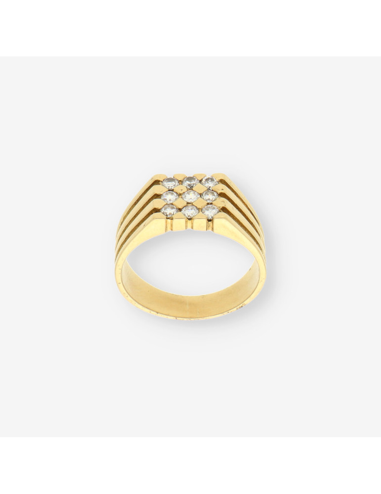 Anillo oro y 9 brillantes