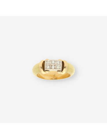 Anillo oro bl/ama y brillantes