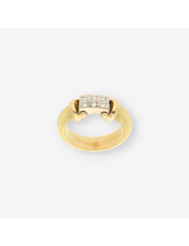Anillo oro bl/ama y brillantes