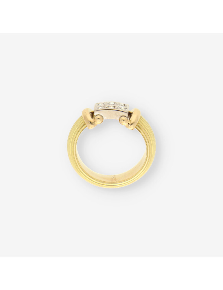 Anillo oro bl/ama y brillantes