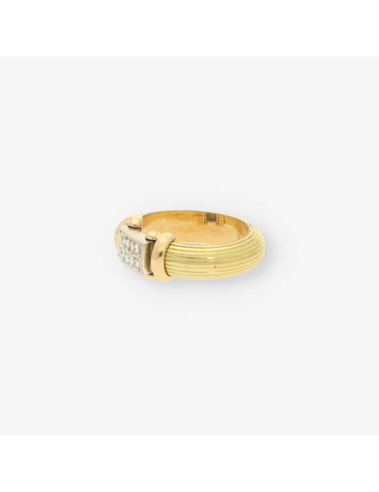 Anillo oro bl/ama y brillantes