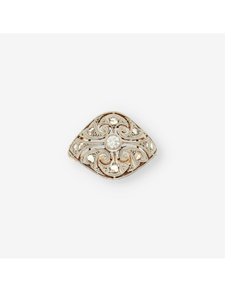 Anillo vintage oro y bri