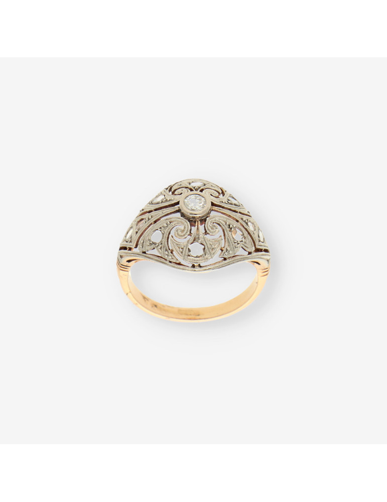 Anillo vintage oro y bri