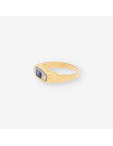 Anillo vintage oro p. azul y brillantes