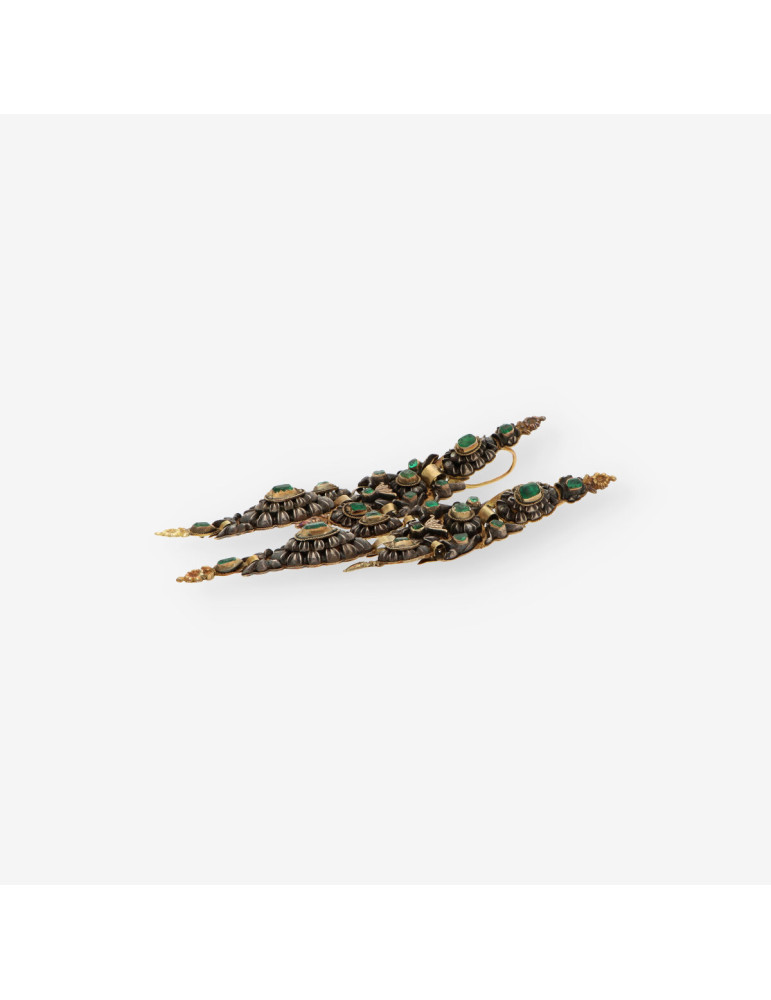 Pendientes esmeraldas oro/plata  S. XIX