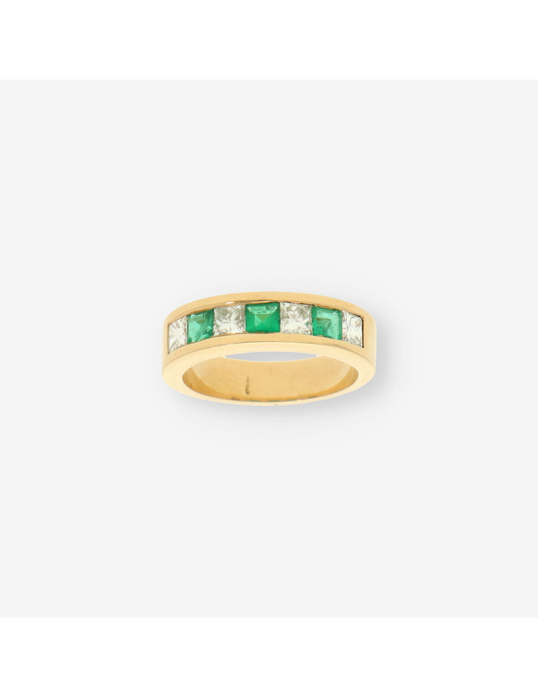 1/2 alianza Esmeralda oro y brillantes