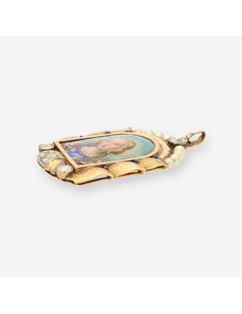 Medalla oro esmalte y brillantes