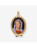 Medalla virgen esmalte oro y brillantes