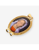 Medalla virgen esmalte oro y brillantes