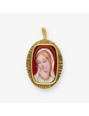 Medalla virgen oro y esmalte