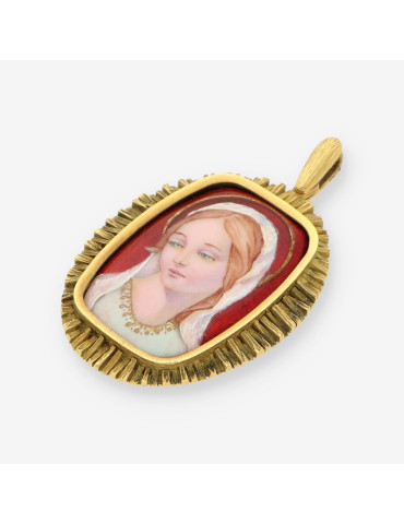 Medalla virgen oro y esmalte