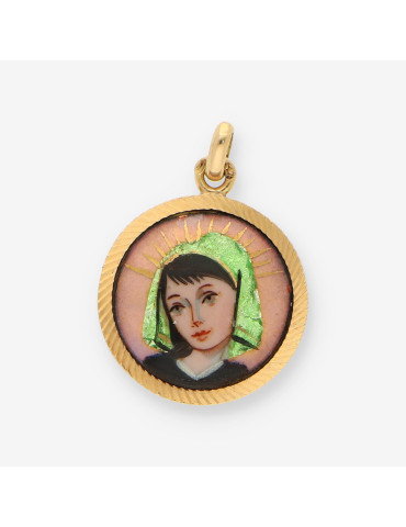 Medalla virgen oro y esmalte