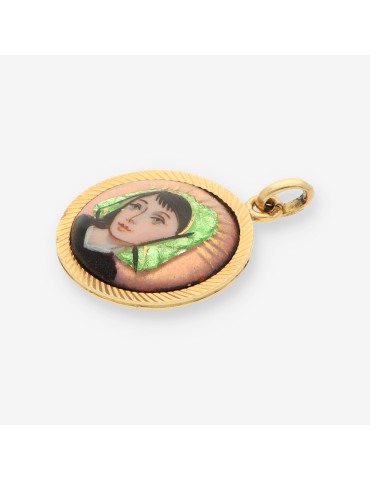 Medalla virgen oro y esmalte