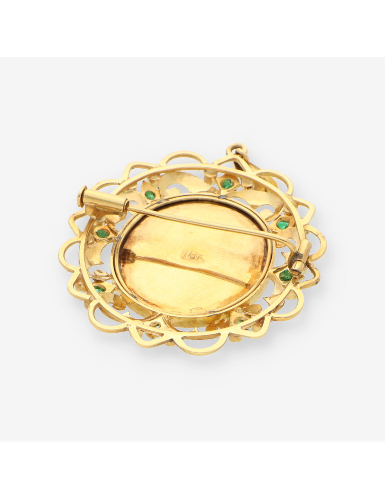 Medalla oro, esmalte y perlas