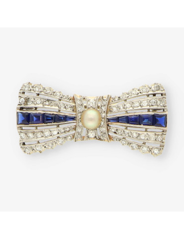 Broche oro blanco zafiro y brillantes