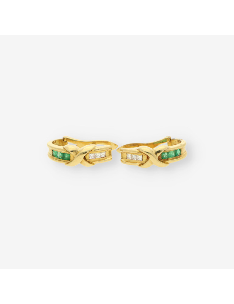 Pendientes esmeralda oro y brillantes