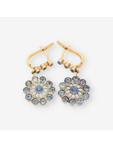 Pendientes oro vintage piedra azul