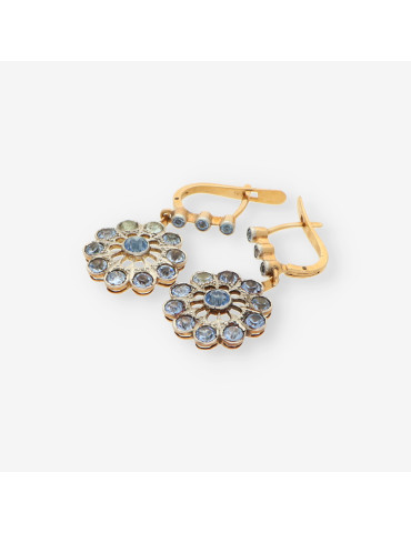 Pendientes oro vintage piedra azul