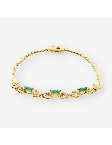 Pulsera Esmeralda oro y brillantes