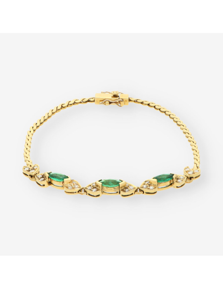 Pulsera Esmeralda oro y brillantes