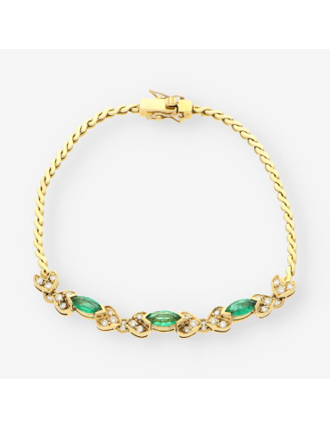 Pulsera Esmeralda oro y brillantes