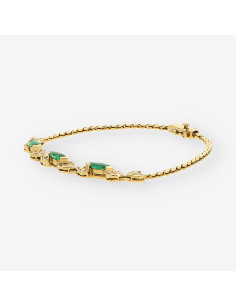 Pulsera Esmeralda oro y brillantes