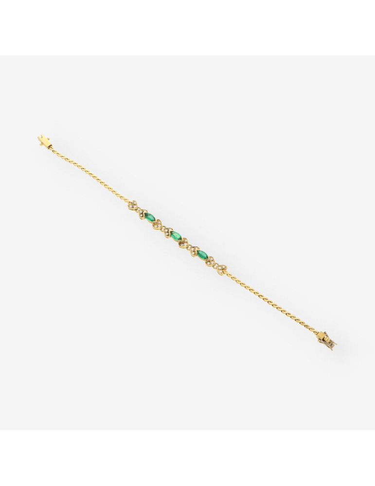 Pulsera Esmeralda oro y brillantes