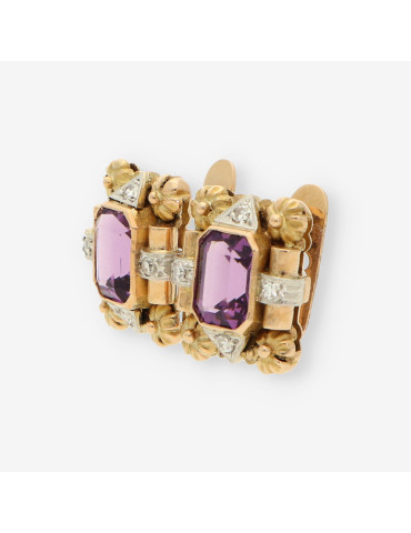 Pendientes oro p. lila y diamantes