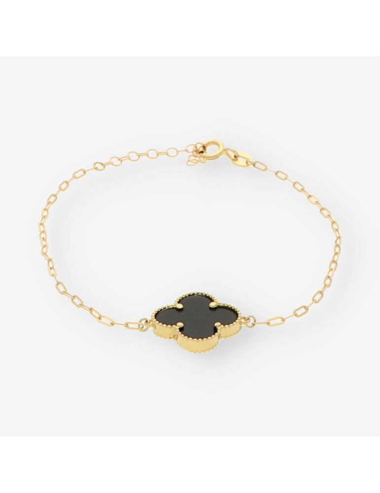 Pulsera oro y colgantes p. negra