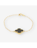 Pulsera oro y colgantes p. negra
