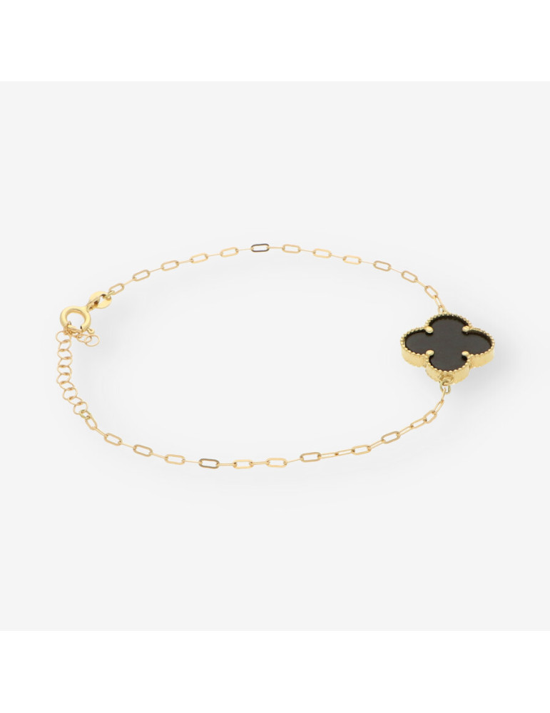 Pulsera oro y colgantes p. negra